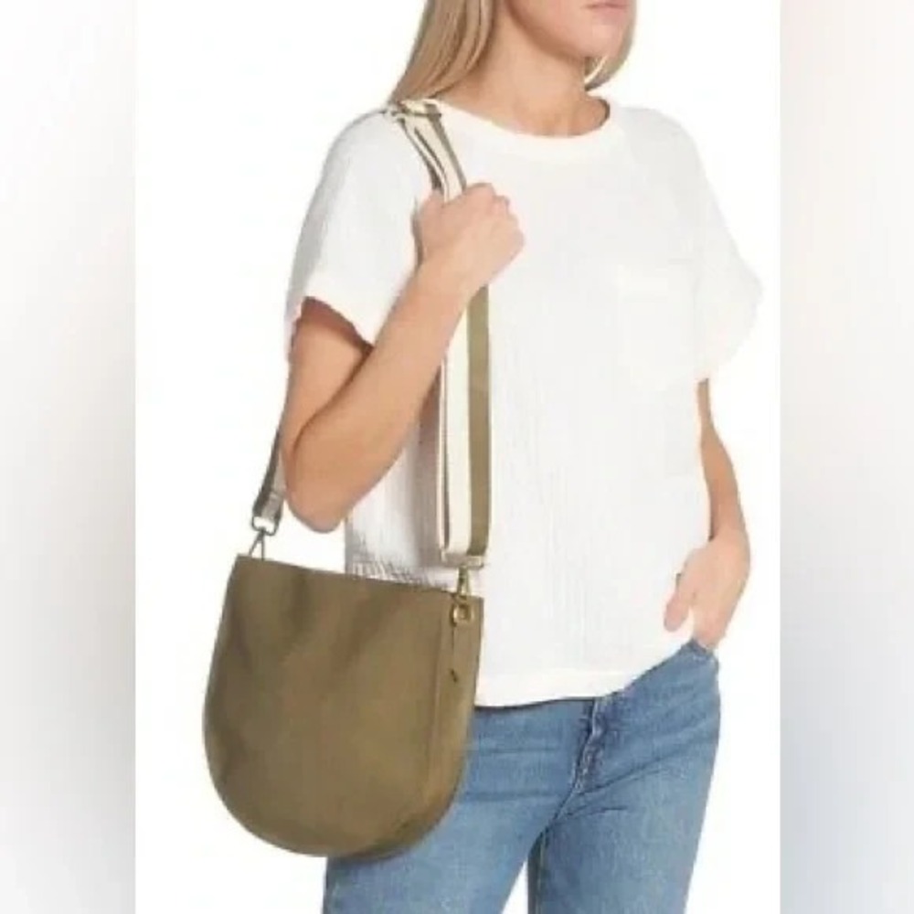 Madewell Tundra Green Transport Leather Saddle Bag Crossbody Shoulder Handbag - Picture 7 of 16